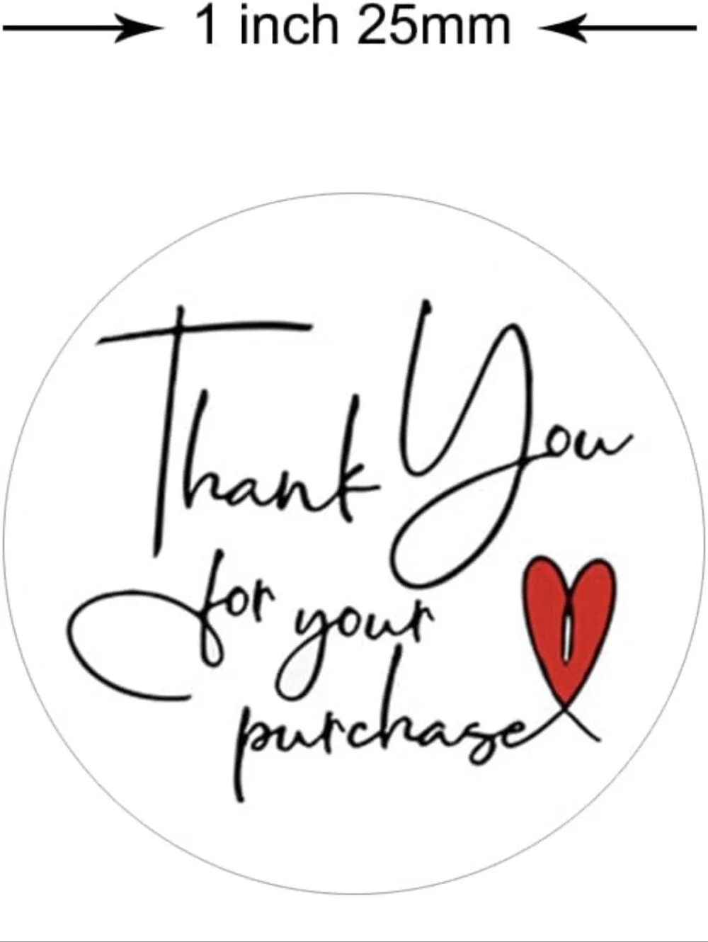 Thank You Folded Card with Red Heart - Blank Interior, with the stickers.